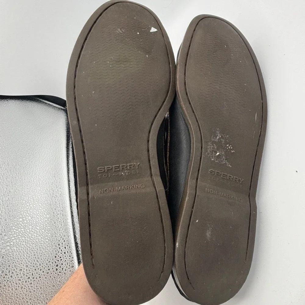 Sperry Boat Shoes Mens 11.5 Black Navy Brown Leather Authentic Original Preppy